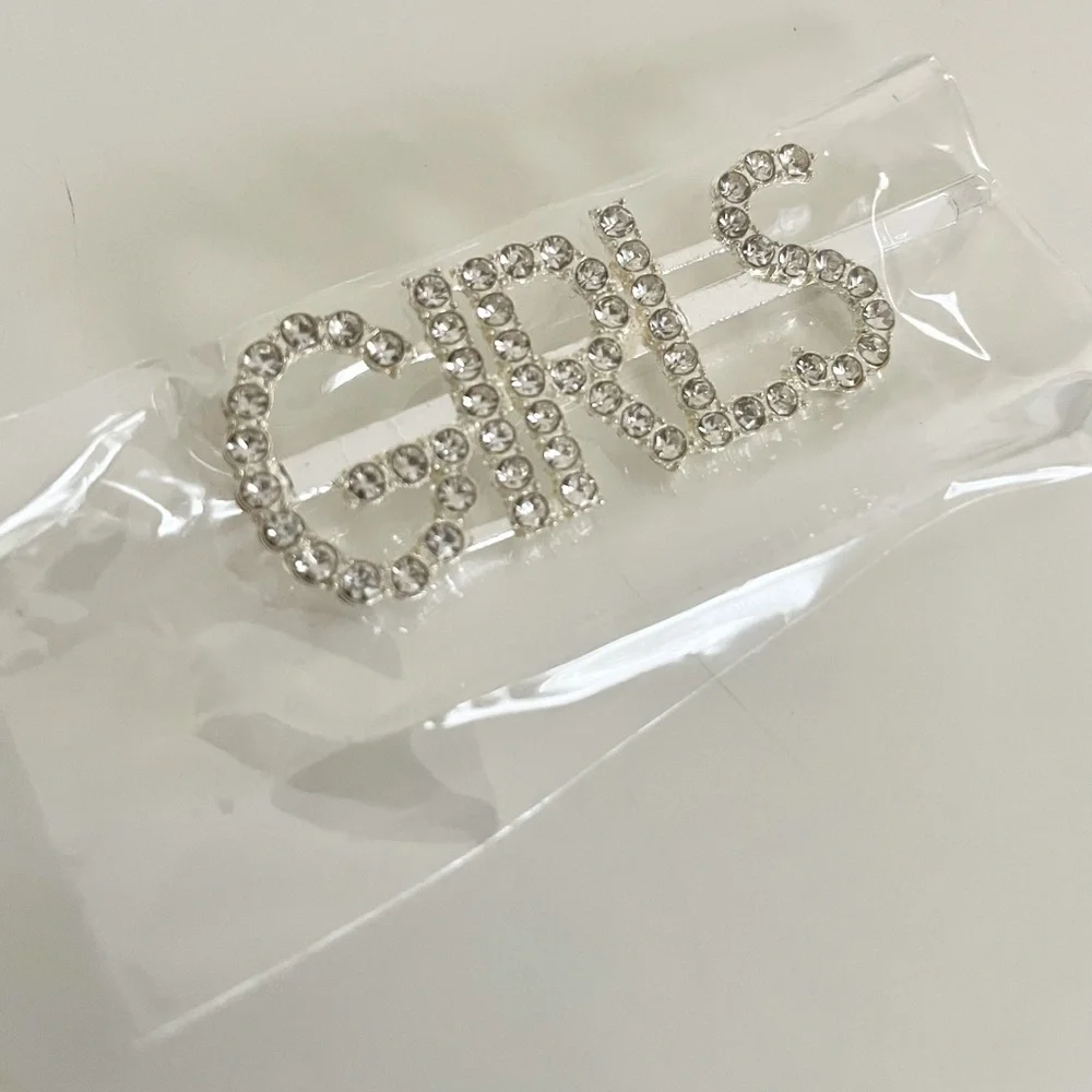 “GIRLS” Faux Diamond Studded Crystal Word Metal Hair Pin Hair Accessory